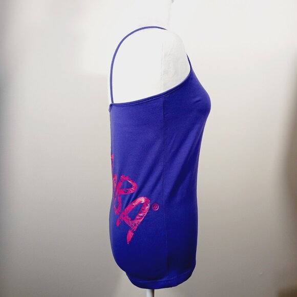 Zumba, NWT, Spaghetti Tank, Amethyst Color, Splatter Paint Print on Back, Size L - Picture 7 of 15